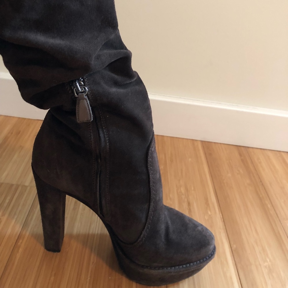PRADA Chocolate Brown Slouch Boots size 39 - Picture 4 of 4
